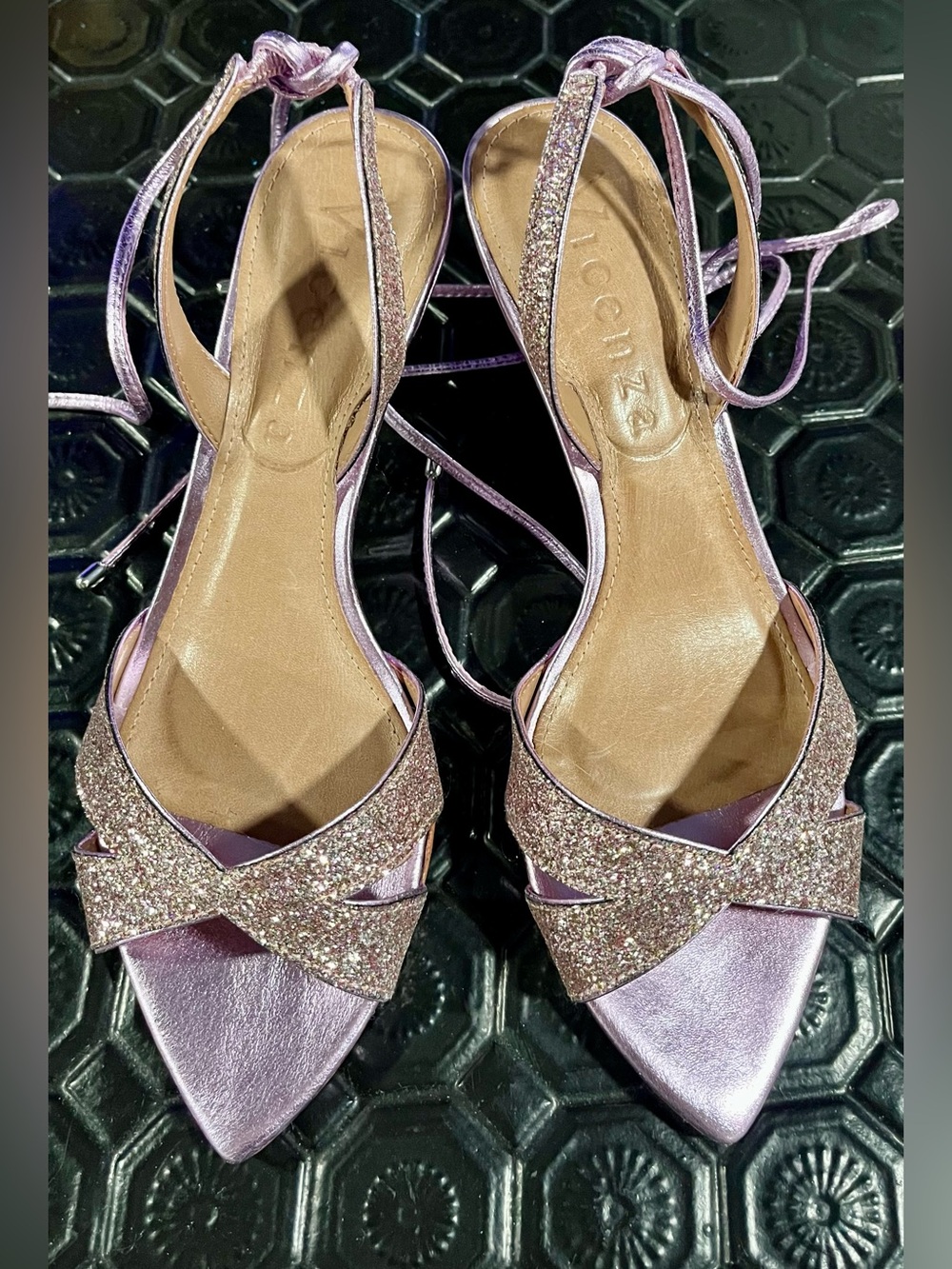 Anthropologie Vicenza Pointed-Toe Glitter Heels